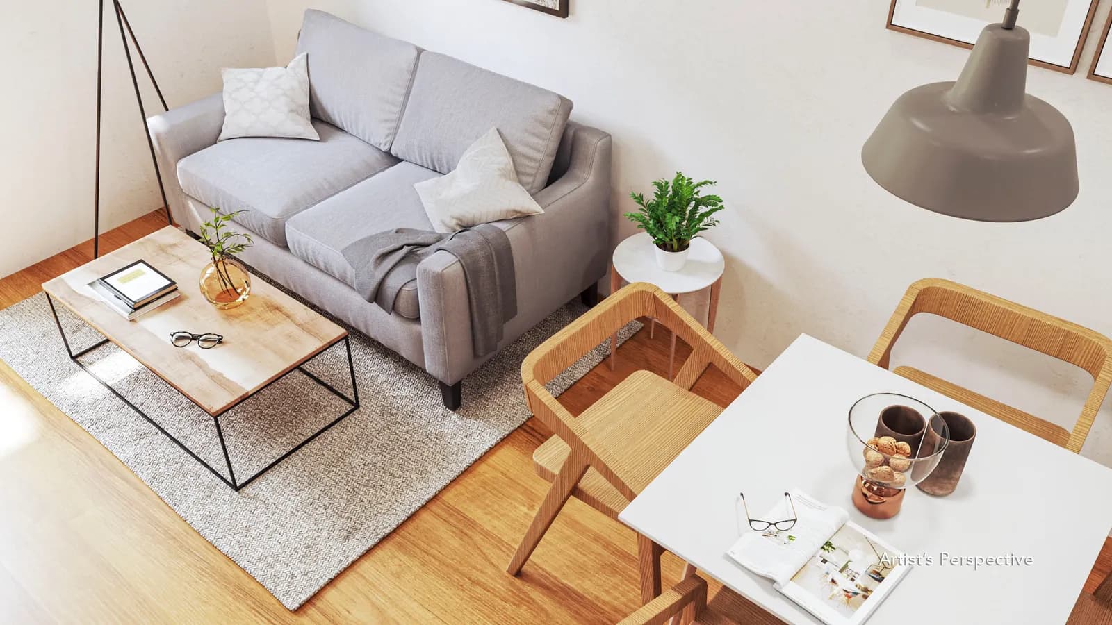 Bright living and dining interior