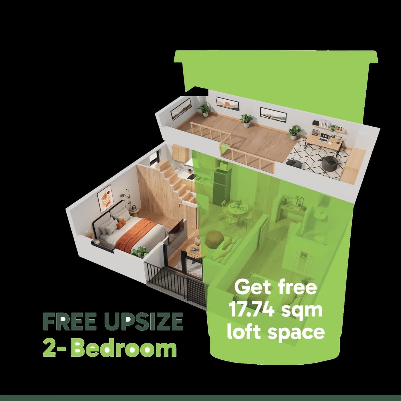 2-Bedroom Loft UPSIZE loft