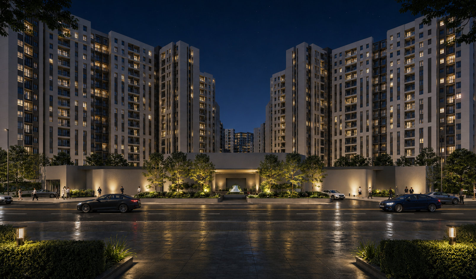 One Lancaster Park Fairmont Tower street view at night, Imus Cavite